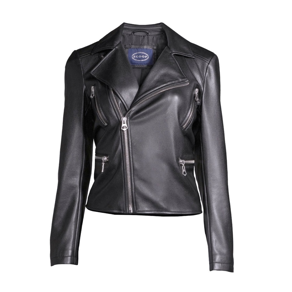 NEW Scoop Women's Faux Leather Moto Jacket